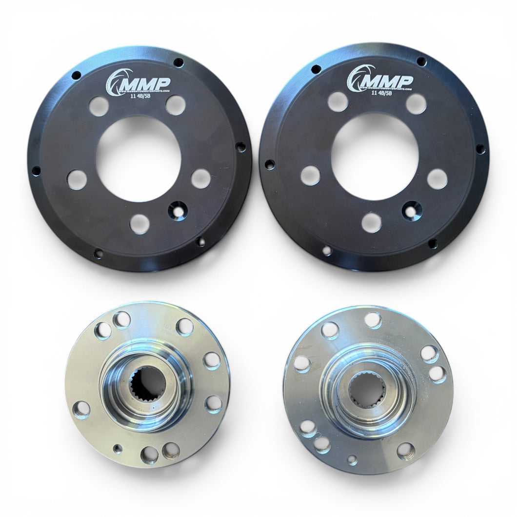 MMP 5x100 conversion hubs and hats for 4x100 spindles